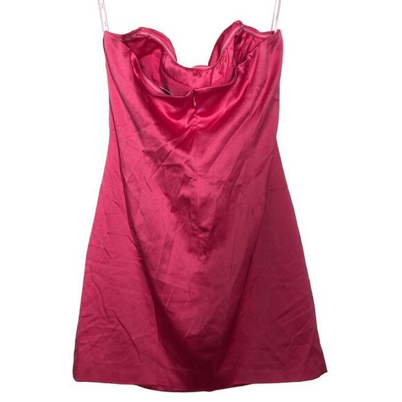Elliat Emani Dress Sleeveless Strapless Sheath Mini Satin Fuchsia Pink Large - Picture 7 of 10